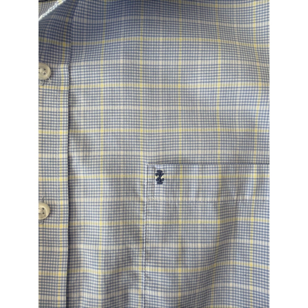 IZOD Soft Trade Essentials Men's Long Sleeve Dress Shirt Reg Large Blue & Yellow - Picture 7 of 7